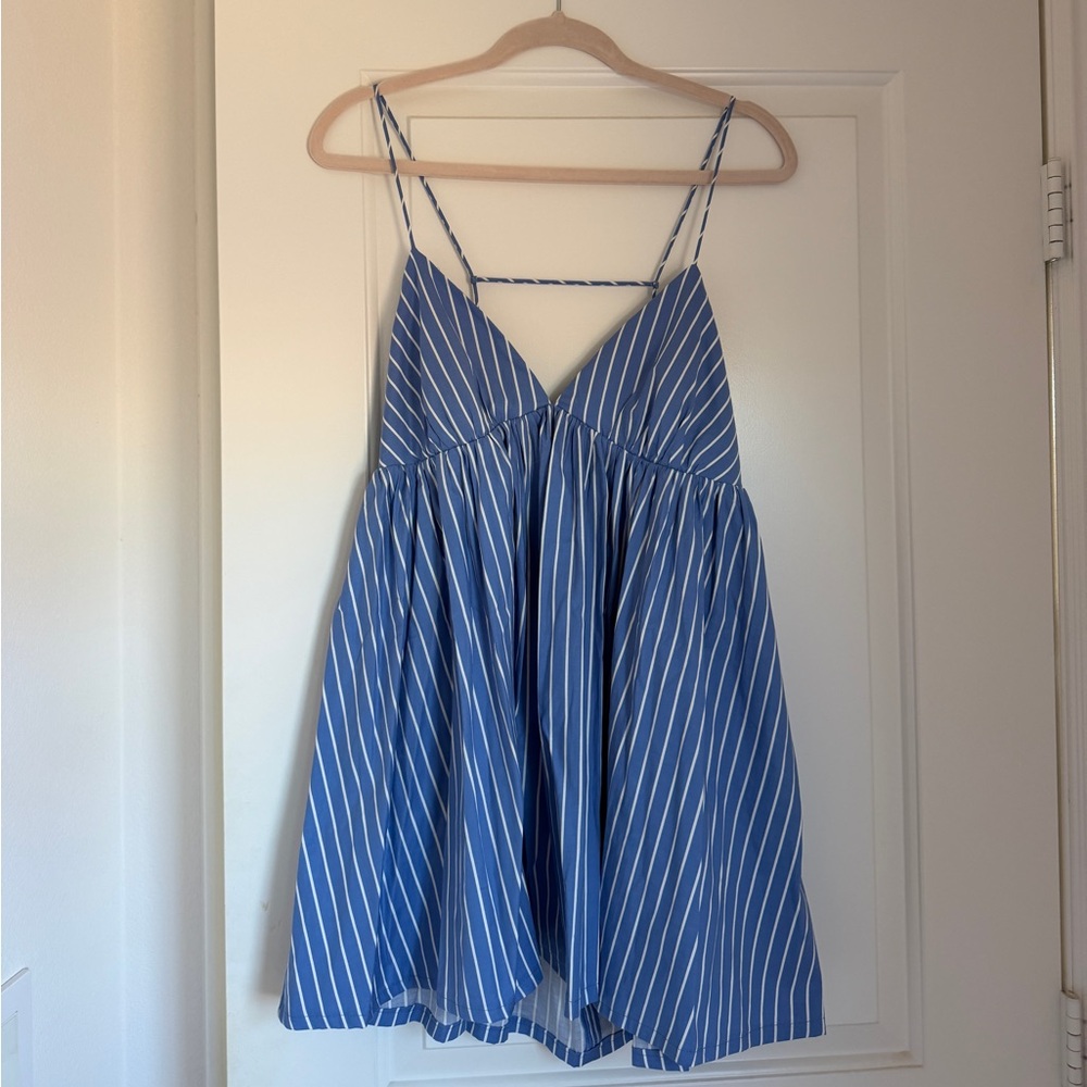Reformation Blue and White Striped Sundress